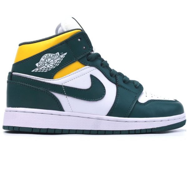 Air Jordan 1 Mid White Orange Green