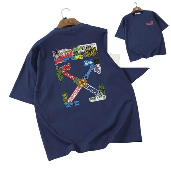Camiseta Off-White Oversize Azul Marino
