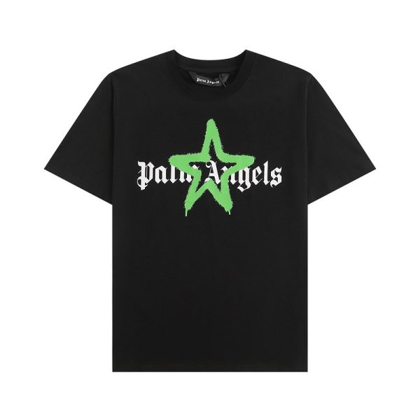 Camiseta Palm Angels Graffiti Star Negra y Verde
