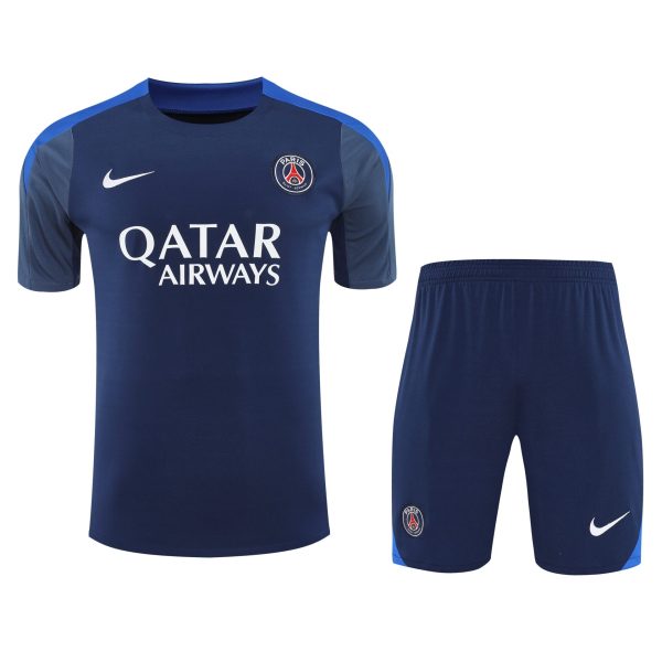 Conjunto de calentamiento PSG azul oscuro y gris
