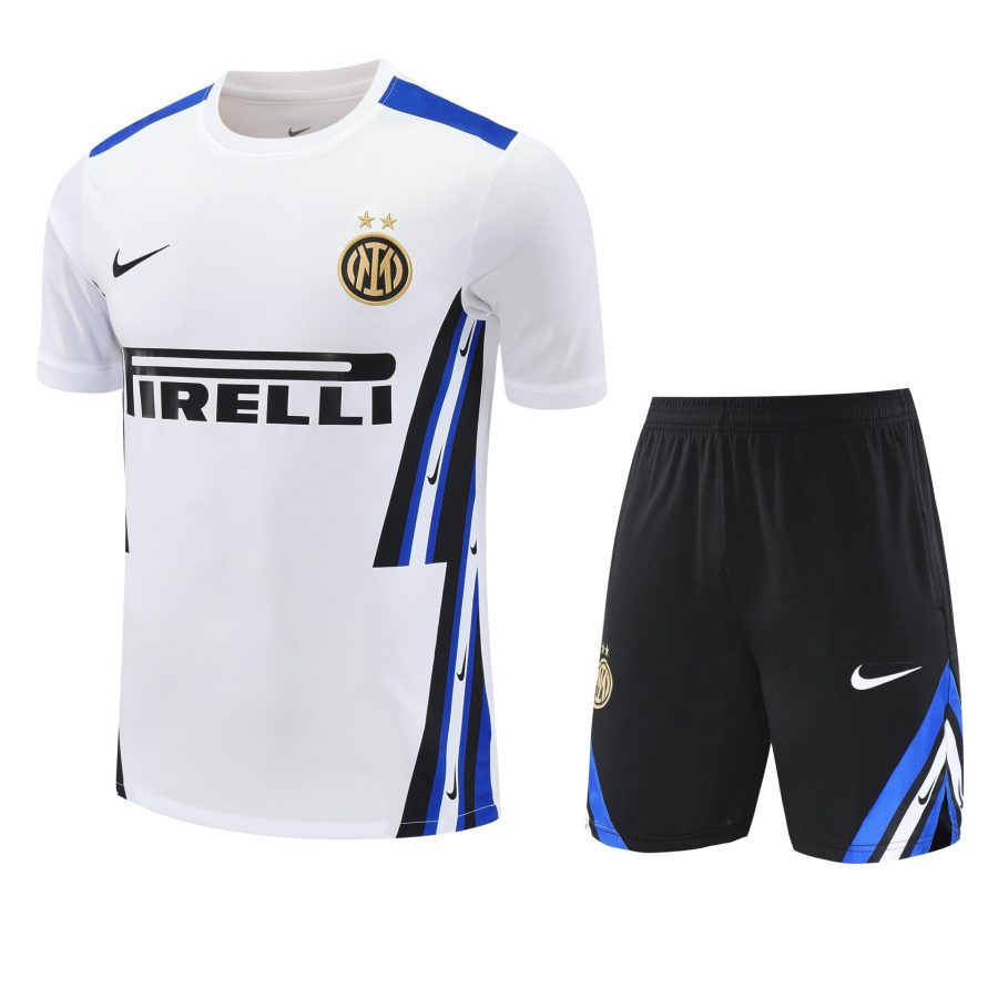 Conjunto de calentamiento Inter de Milán blanco rayas