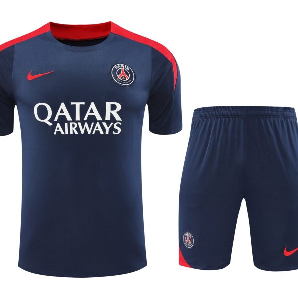 Conjunto de calentamiento PSG azul oscuro y rojo