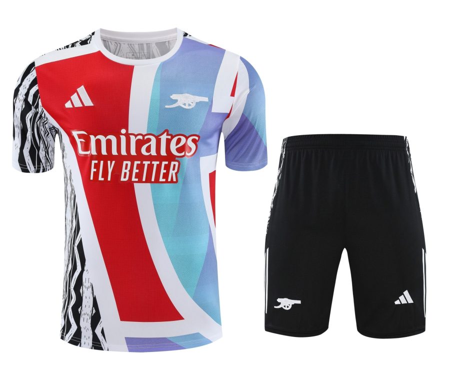 Conjunto de calentamiento Arsenal rojo azul cielo y cebra