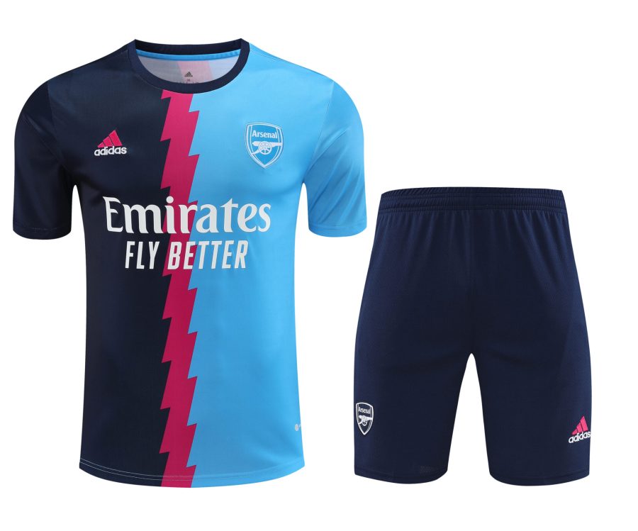 Conjunto de calentamiento Arsenal negro y azul claro
