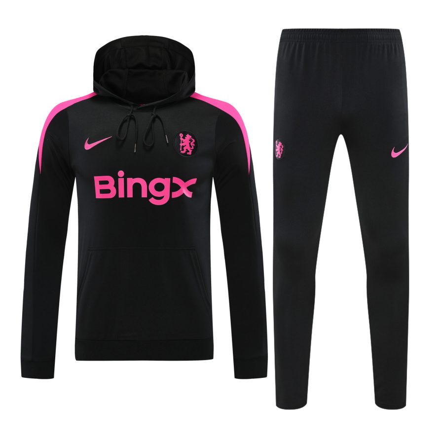 Conjunto manga larga Chelsea negro y rosa