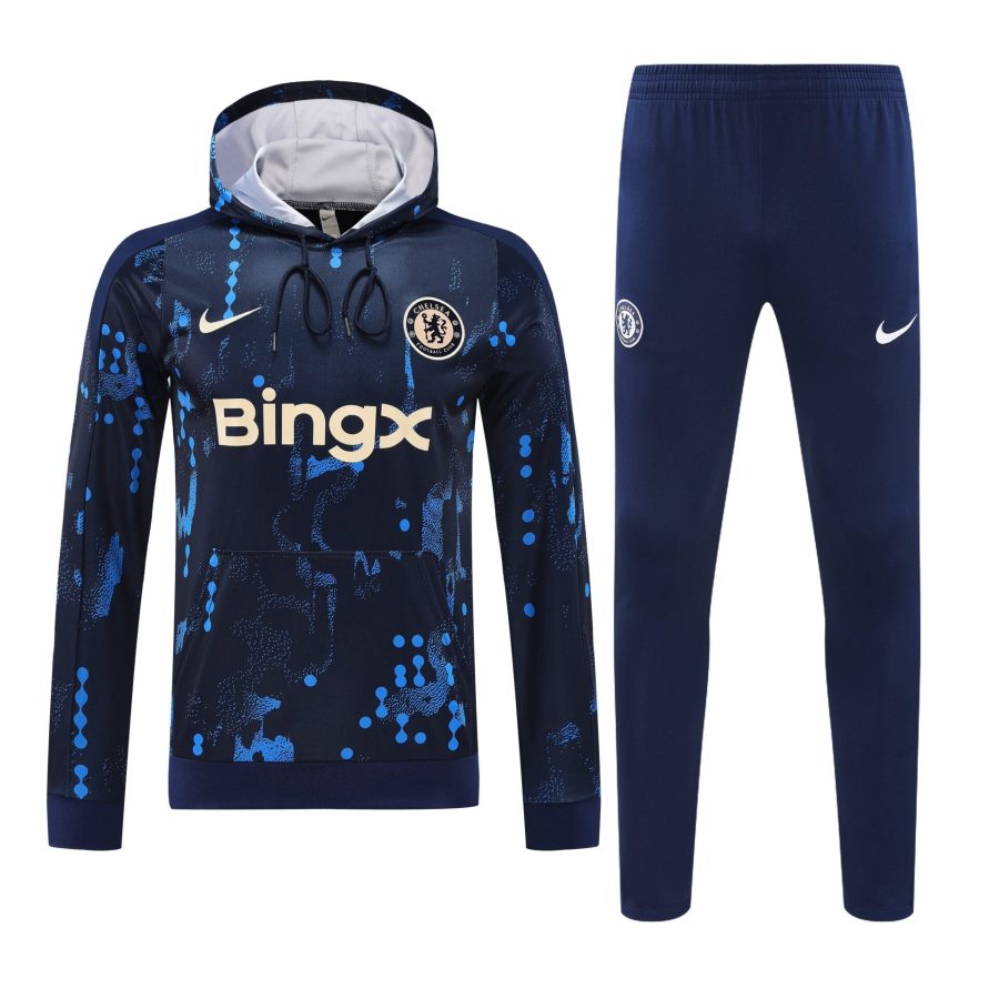 Conjunto manga larga Chelsea azul oscuro puntos
