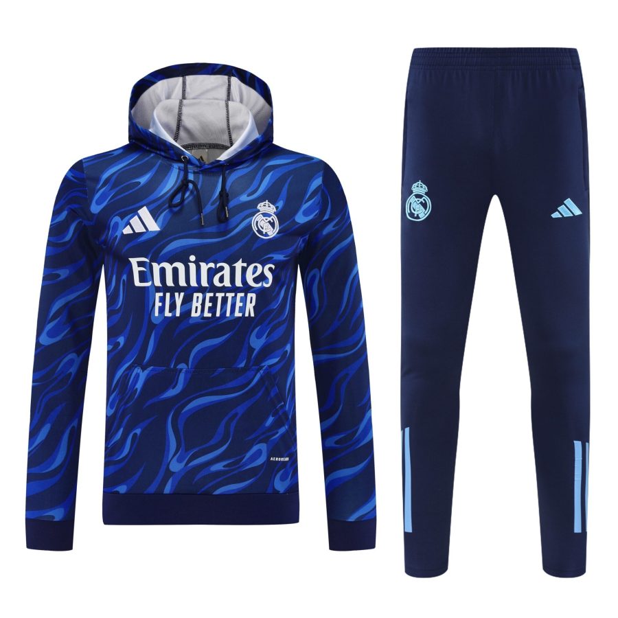 Conjunto manga larga Real Madrid azul y azul oscuro