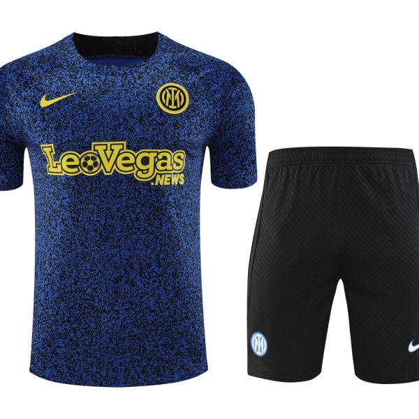 Conjunto de calentamiento Inter de Milán azul y negro puntos