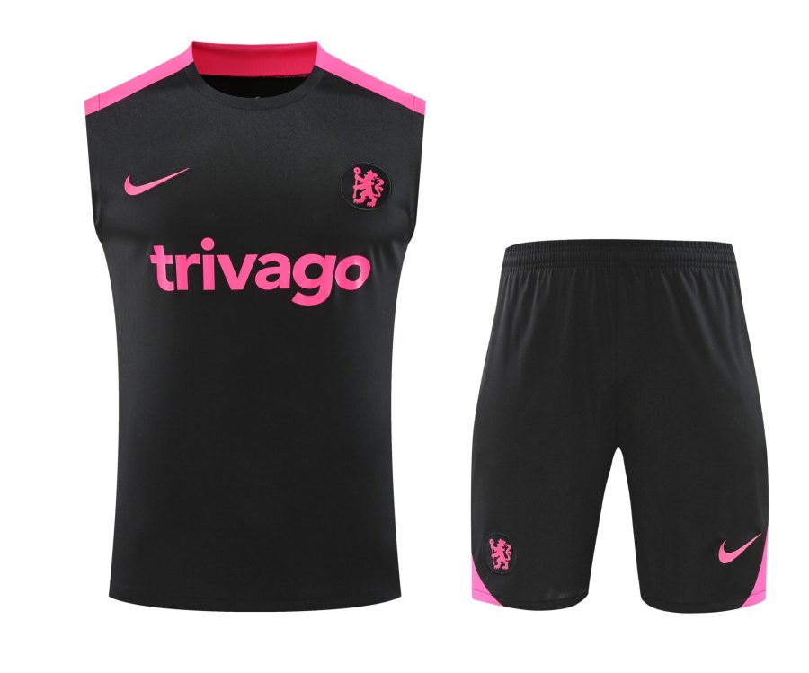 Conjunto tirantes Chelsea negro y rosa