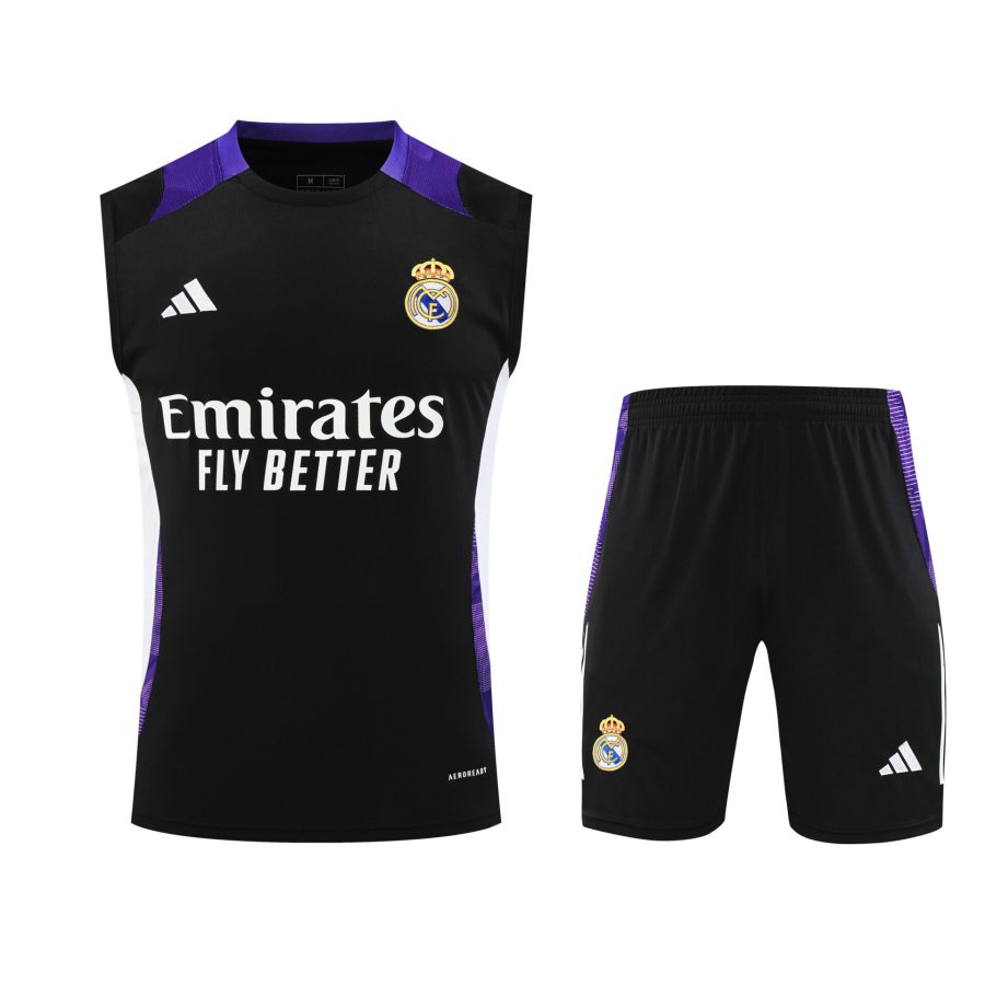 Conjunto tirantes Real Madrid negro y morado