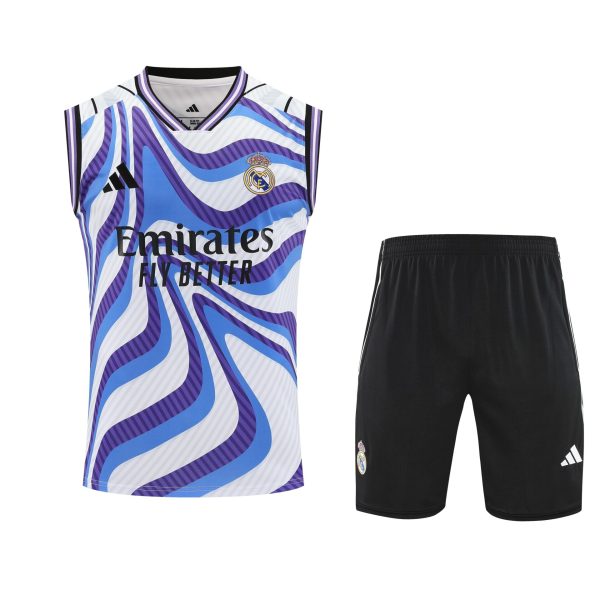 Conjunto tirantes Real Madrid azul y blanco rayas