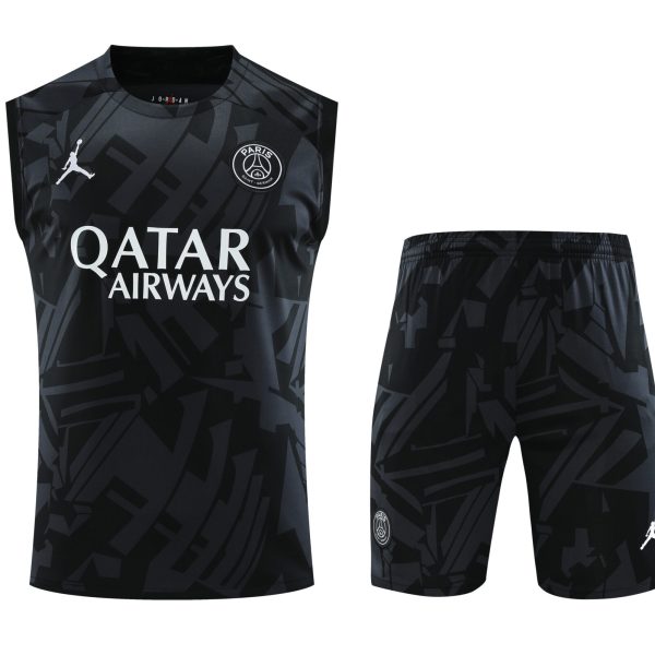 Conjunto tirantes PSG negro y gris oscuro