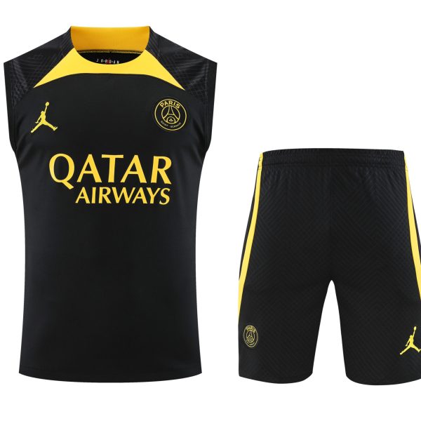Conjunto tirantes PSG negro y amarillo