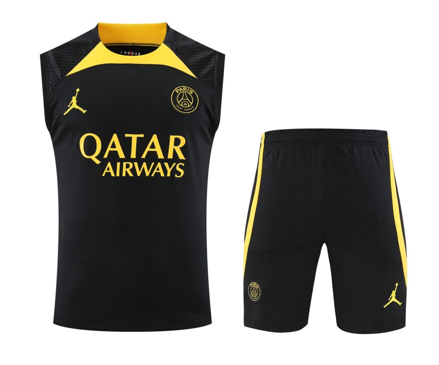 Conjunto tirantes PSG negro y amarillo