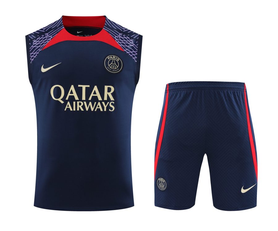Conjunto tirantes PSG azul oscuro y rojo