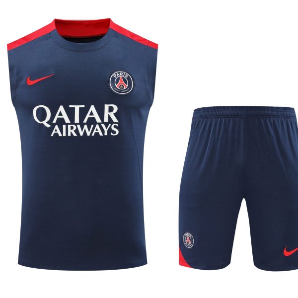 Conjunto tirantes PSG azul oscuro y rojo