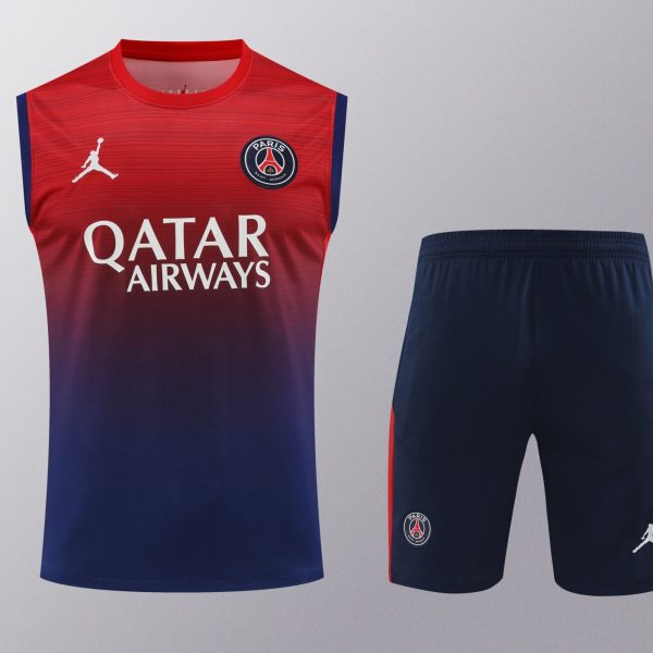 Conjunto tirantes PSG rojo y azul difuminado