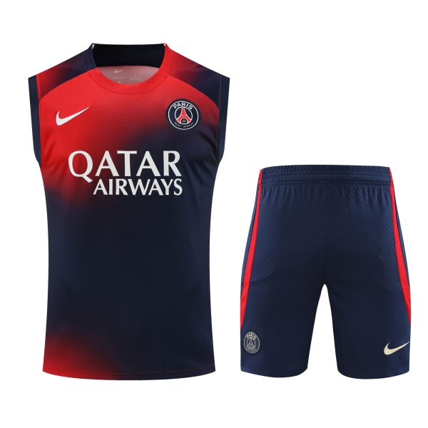 Conjunto tirantes PSG azul oscuro y rojo