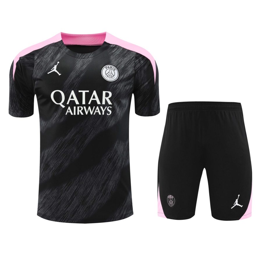 Conjunto de calentamiento PSG negro y rosa