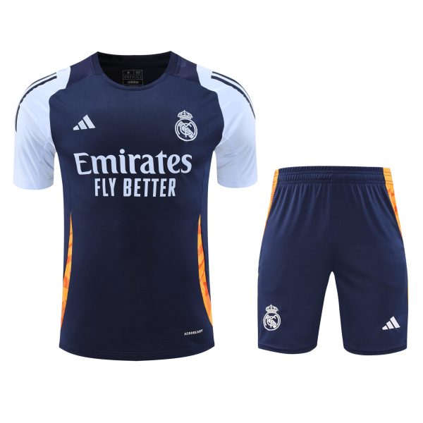 Conjunto de calentamiento Real Madrid azul oscuro y naranja