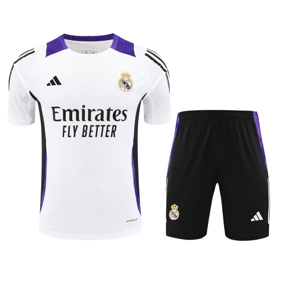 Conjunto de calentamiento Real Madrid blanco y morado