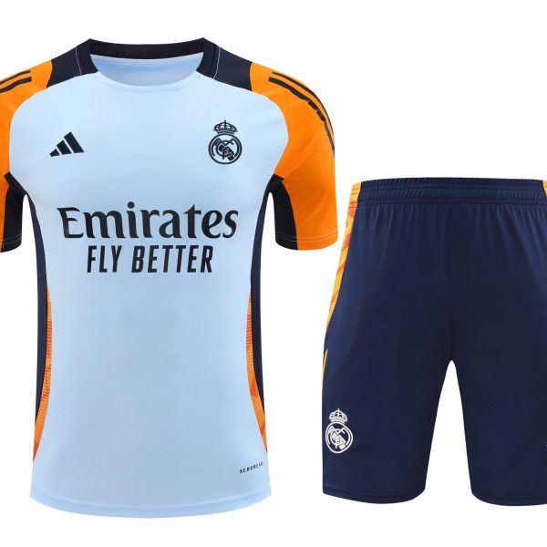 Conjunto de calentamiento Real Madrid blanco y naranja 2